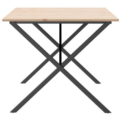 vidaXL Table à manger cadre en X 180x90x75 cm bois de pin massif fonte