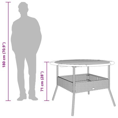 vidaXL Table de jardin et dessus en bois d'acacia beige résine tressée