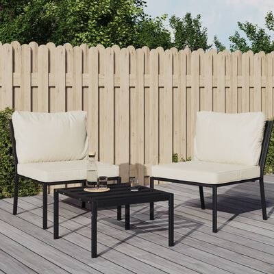 vidaXL Chaises de jardin et coussins sable lot de 2 60x74x79 cm acier