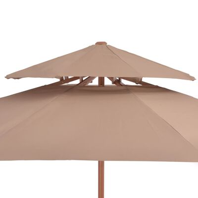 vidaXL Parasol à deux étages avec mât en bois 270 cm taupe