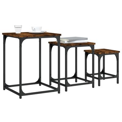 vidaXL Tables basses gigognes 3 pcs chêne fumé bois d'ingénierie