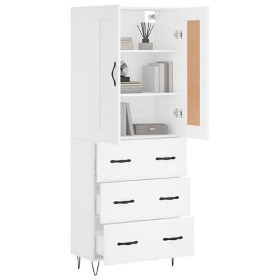 vidaXL Buffet haut Blanc 69,5x34x180 cm Bois d'ingénierie