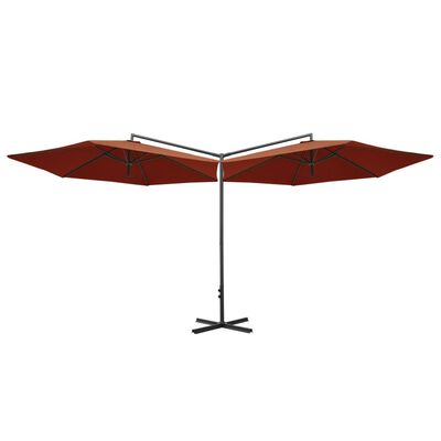 vidaXL Parasol de jardin double avec mât en acier terre cuite 600 cm