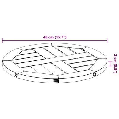 vidaXL Dessus de table Ø40x2 cm rond bois massif d'acacia