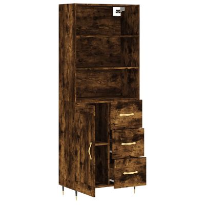 vidaXL Buffet haut Chêne fumé 69,5x34x180 cm Bois d'ingénierie