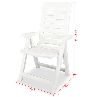 vidaXL Chaises inclinables de jardin lot de 4 Plastique Blanc