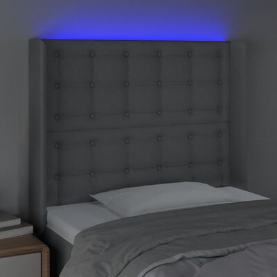 vidaXL Tête de lit à LED Gris clair 103x16x118/128 cm Tissu