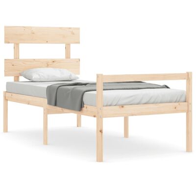 vidaXL Lit pour personne âgée et tête de lit simple bois massif