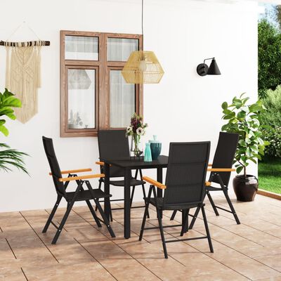 vidaXL Ensemble à manger de jardin 5 pcs noir et marron