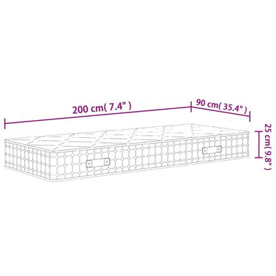 vidaXL Matelas à ressorts ensachés dureté moyenne 90x200 cm