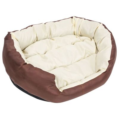 vidaXL Coussin réversible lavable de chien Marron et crème 85x70x20 cm