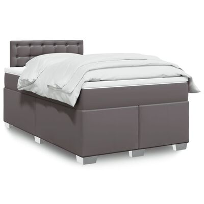 vidaXL Sommier à lattes de lit avec matelas gris 120x190 cm similicuir