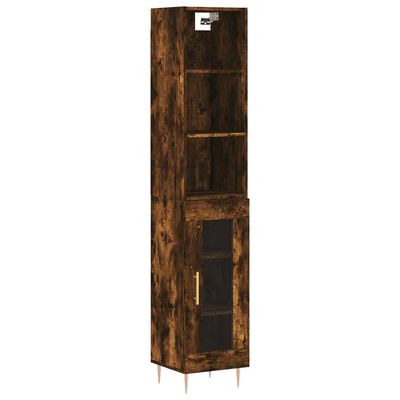 vidaXL Buffet haut Chêne fumé 34,5x34x180 cm Bois d'ingénierie