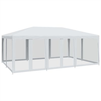 vidaXL Tente de fête avec 10parois latérales en maille blanc 6x4m PEHD