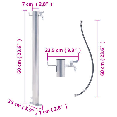 vidaXL Colonne à eau de jardin 60 cm acier inoxydable rond