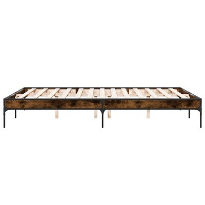 vidaXL Cadre de lit chêne fumé 150x200 cm bois d'ingénierie et métal