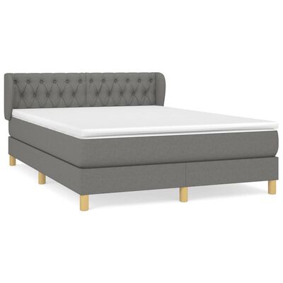 vidaXL Sommier à lattes de lit avec matelas Gris foncé 140x200cm Tissu