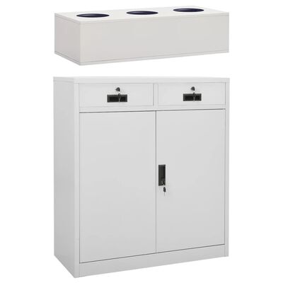 vidaXL Armoire de bureau avec jardinière Gris clair 90x40x125 cm Acier