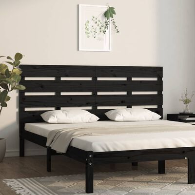 vidaXL Tête de lit Noir 135x3x80 cm Bois massif de pin