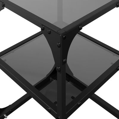 vidaXL Tables basses avec dessus en verre noir 2 pcs 30x30x45 cm acier