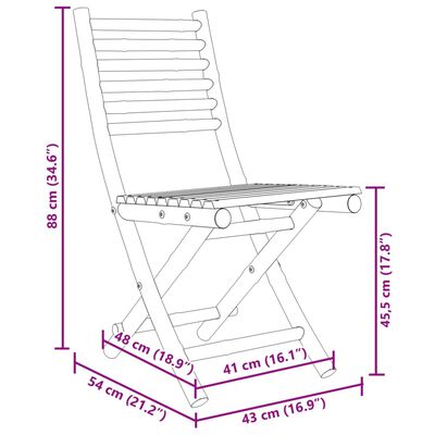 vidaXL Chaises pliables de jardin lot de 8 43x54x88 cm bambou