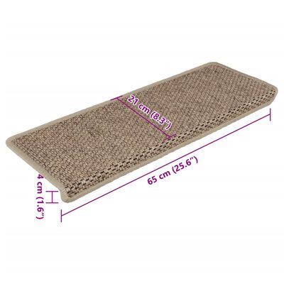 vidaXL Tapis d'escalier autocollants 15 pcs 65x21x4 cm Sable