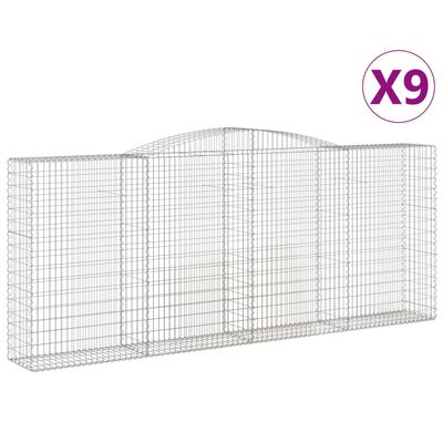 vidaXL Paniers à gabions arqués 9 pcs 400x50x160/180 cm fer galvanisé