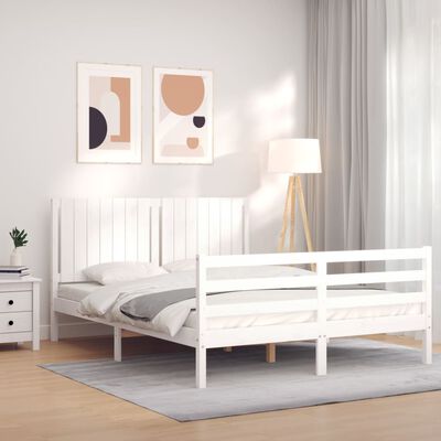 vidaXL Cadre de lit sans matelas blanc bois de pin massif