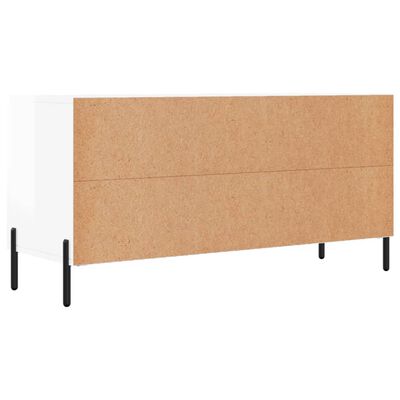 vidaXL Meuble TV Blanc brillant 102x36x50 cm Bois d'ingénierie