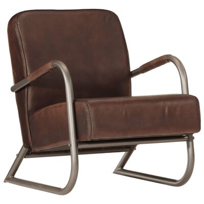 vidaXL Fauteuil marron cuir véritable