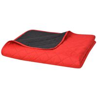 vidaXL Couvre-lit matelassé double-face Rouge et noir 170x210 cm