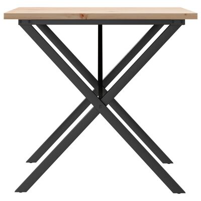 vidaXL Table à manger cadre en X 90x90x75,5cm bois de pin massif fonte