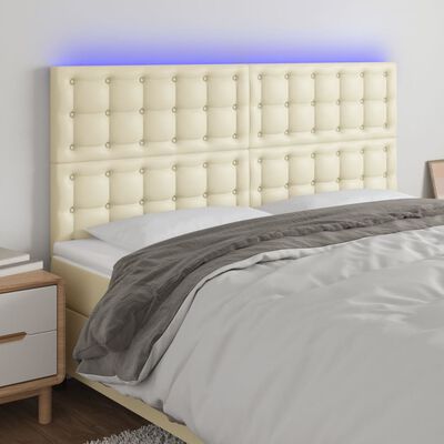 vidaXL Tête de lit à LED Crème 180x5x118/128 cm Similicuir