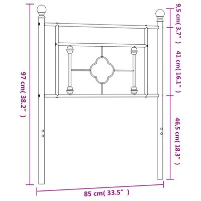 vidaXL Tête de lit métal blanc 80 cm