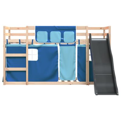 vidaXL Lit superposé sans matelas avec toboggan et rideaux 80x200 cm