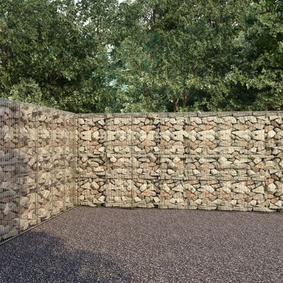 vidaXL Mur à gabion avec couvercles Acier galvanisé 600x30x200 cm