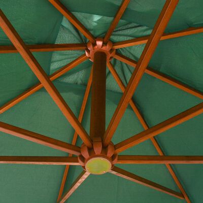 vidaXL Parasol suspendu avec poteau en bois 300x300 cm vert