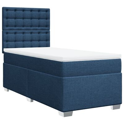 vidaXL Sommier à lattes de lit avec matelas Bleu 90x190 cm Tissu