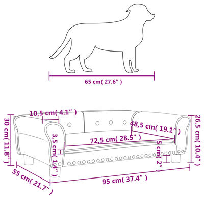 vidaXL Lit pour chien gris foncé 95x55x30 cm velours