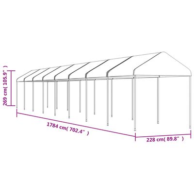 vidaXL Belvédère avec toit blanc 17,84x2,28x2,69 m polyéthylène