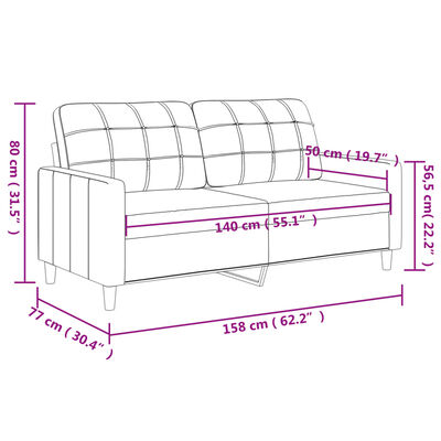 vidaXL Canapé à 2 places Noir 140 cm Tissu