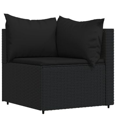 vidaXL Salon de jardin 3 pcs avec coussins Noir Résine tressée