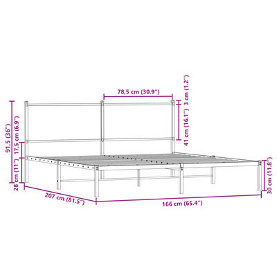 vidaXL Cadre de lit en métal sans matelas chêne fumé 160x200 cm