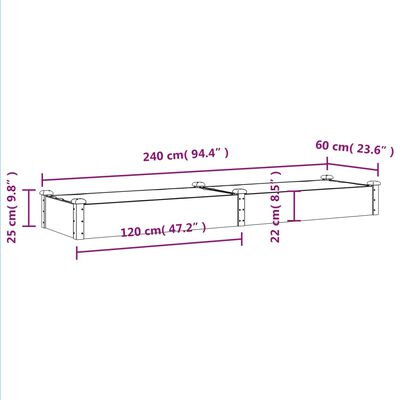 vidaXL Lit surélevé de jardin doublure 240x60x25 cm bois massif sapin