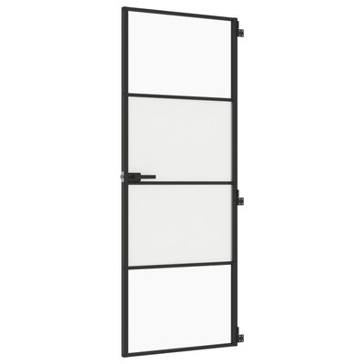 vidaXL Porte intérieure mince noir 76x201,5 cm verre trempé aluminium