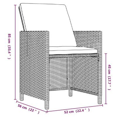 vidaXL Ensemble à manger de jardin coussins 19 pcs Noir Résine tressée