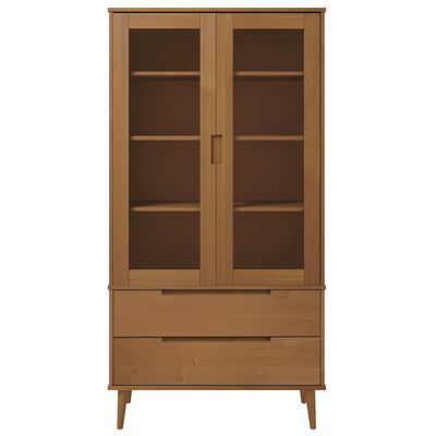 vidaXL Armoire à vitrine MOLDE Marron 90x35x175 cm Bois de pin massif