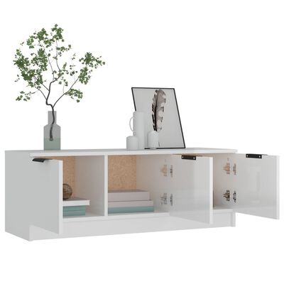 vidaXL Meuble TV Blanc brillant 102x35x36,5 cm Bois d'ingénierie