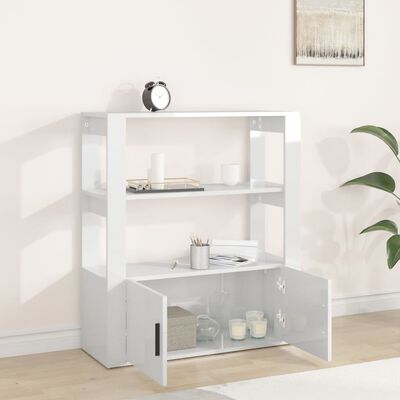 vidaXL Buffet Blanc brillant 80x30x90 cm Bois d'ingénierie