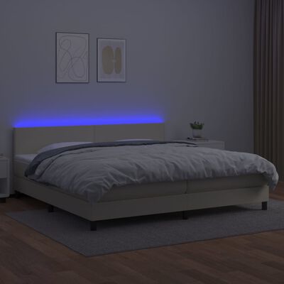 vidaXL Sommier à lattes de lit avec matelas et LED Crème 200x200 cm